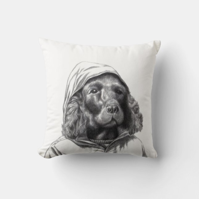 Cojín Decorativo Cocker Spaniel en la nieve (Anverso)