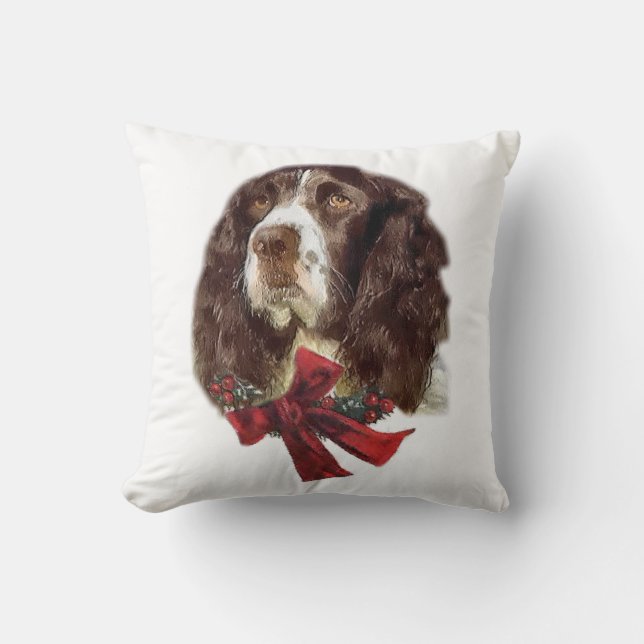 Cojín Decorativo Cocker Spaniel Inglés de Navidad (Anverso)