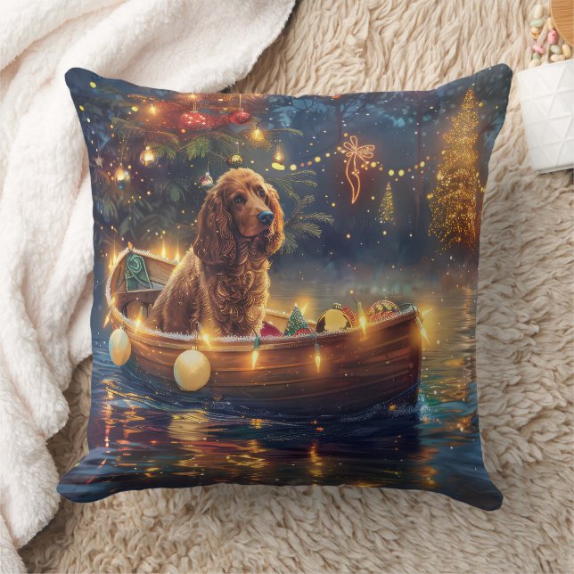 Cojín Decorativo Cocker Spaniel Viaje Festivo de Navidad (Manta)