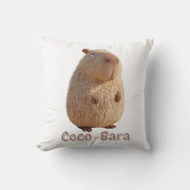Cojín Decorativo Coco-Bara Vibes. Núcleo de los capibara: Cocoteros (Anverso)