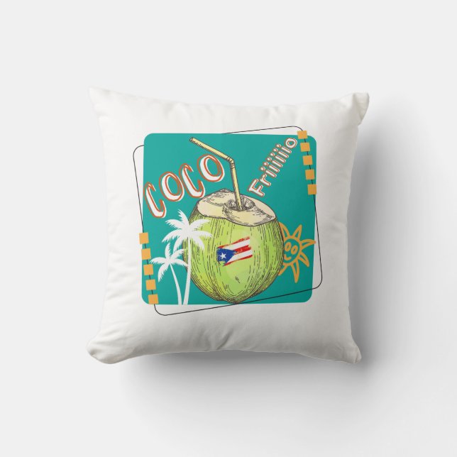 Cojín Decorativo Coco frio Puerto Rico  (Anverso)