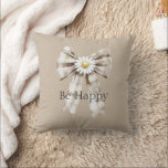 Cojín Decorativo Cocoa Cream White Bow Daisy Flower Happy<br><div class="desc">Cocoa Cream White Bow Daisy Flower Happy</div>
