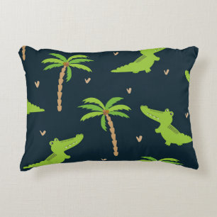 Cojín Decorativo Cocodrilos personalizados: Patrón de palmas de lig