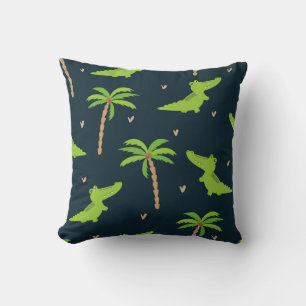 Cojín Decorativo Cocodrilos personalizados: Patrón de palmas de lig