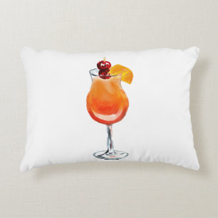 Cojín Decorativo Cóctel Amanecer de Tequila Acuarela