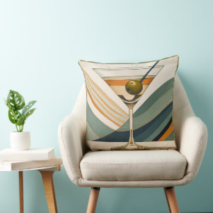 Cojín Decorativo Cóctel Martini Diseño de Mitad de Siglo