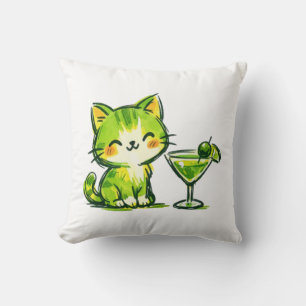 Cojín Decorativo Cócteles Verdes y Gatos