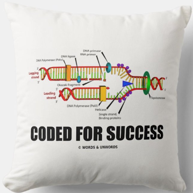 Cojín Decorativo Codificado para el éxito (replicación del ADN) (Throw pillow featuring DNA replication for anyone who is "Coded For Success")
