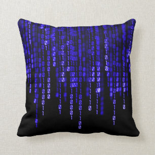 Cojín Decorativo Código binario fantasma azul