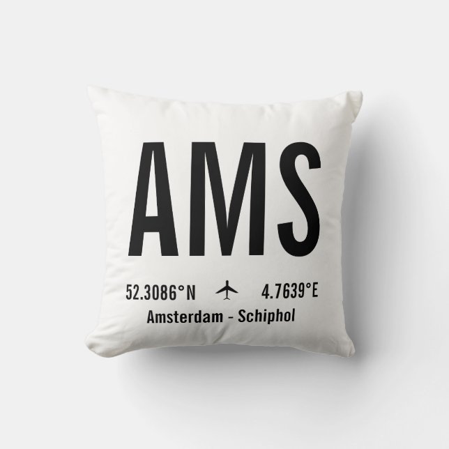 Cojín Decorativo Código del aeropuerto de Amsterdam - Aviación (Anverso)