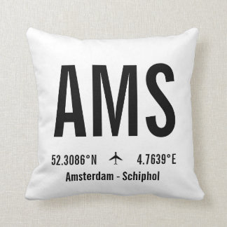 Cojín Decorativo Código del aeropuerto de Amsterdam - Aviación