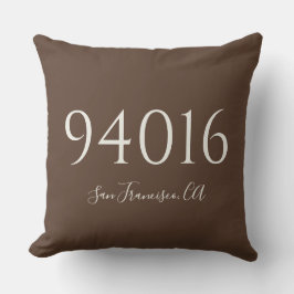 Cojín Decorativo Código postal simple y personalizado y ciudad