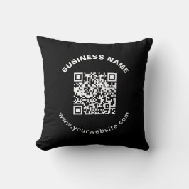 Cojín Decorativo Código QR con nombre de empresa texto circular en 