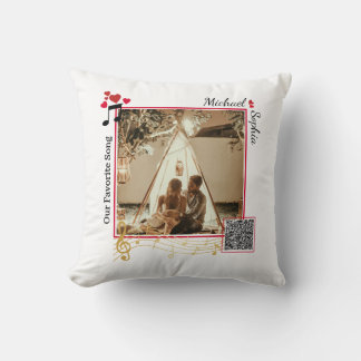 Cojín Decorativo Código QR de canción de foto moderna personalizada