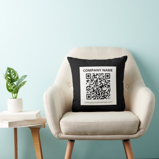 Cojín Decorativo Código QR editable y diseño simple personalizable (Silla)