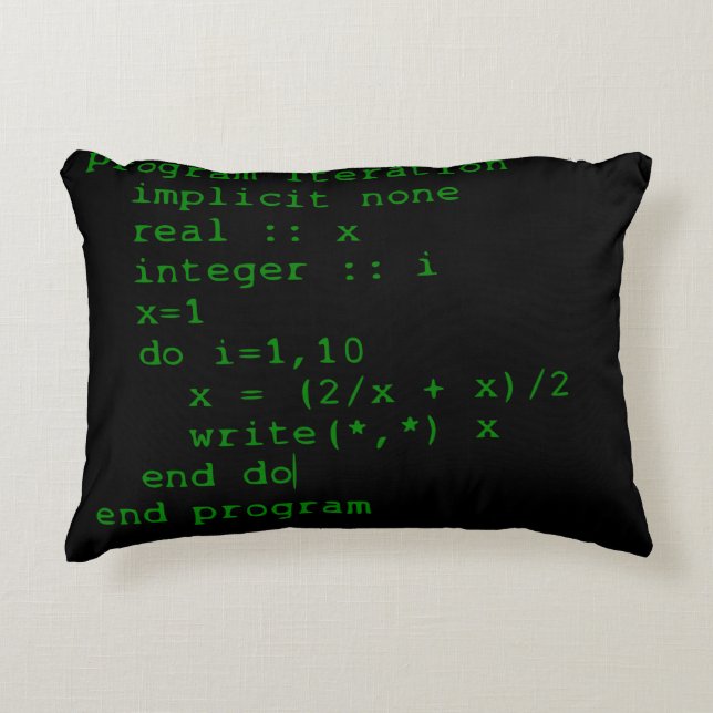 Cojín Decorativo Código verde del FORTRAN (Anverso)