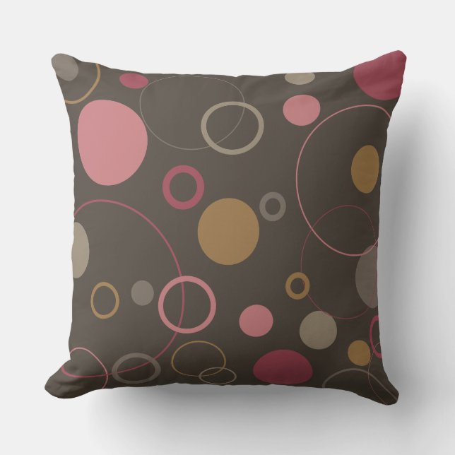 Cojín Decorativo Coffee Bean Mocha Circles Rosa (Anverso)