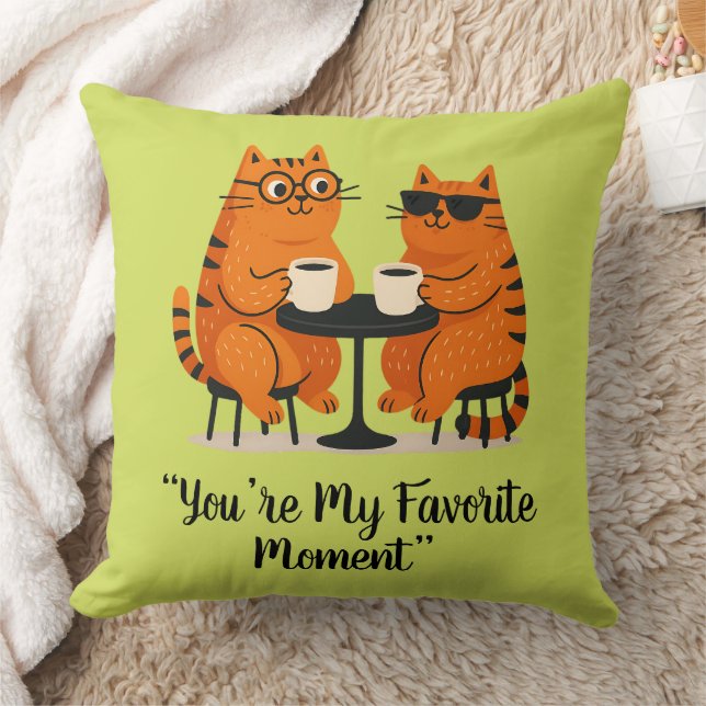 Cojín Decorativo Coffee Date Cat Couple Throw Pillow (Manta)