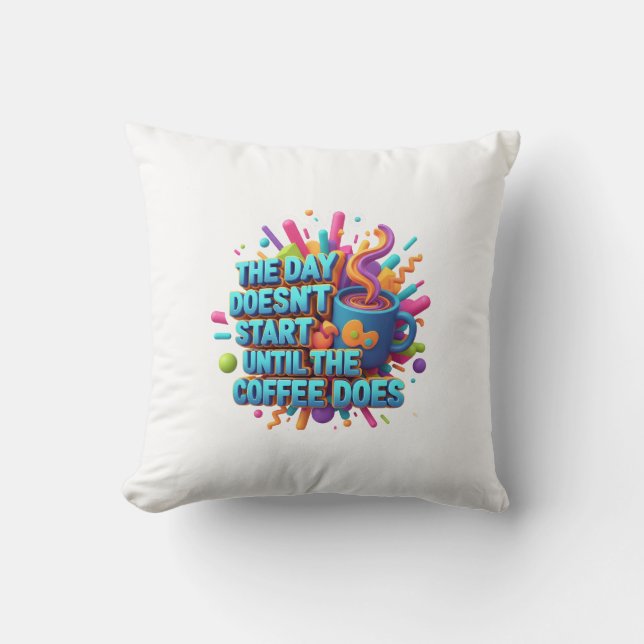 Cojín Decorativo Coffee First Morning Sticker (Anverso)