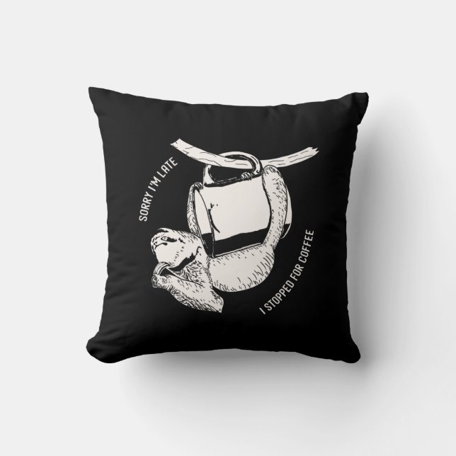 Cojín Decorativo Coffee Sloth (blanco) (Anverso)