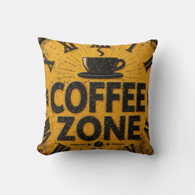 Cojín Decorativo Coffee Zone Rustic Bar Farmhouse Kitchen Decor (Anverso)