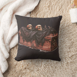 Cojín Decorativo Coffin y cráneos Black Happy Halloween