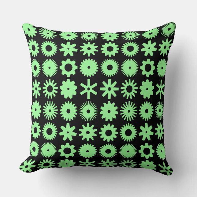 Cojín Decorativo Cogs - Mint Green sobre el negro (Anverso)
