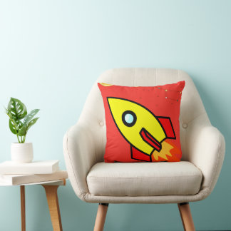 Cojín Decorativo Cohete de aventura espacial Personalizado colorido