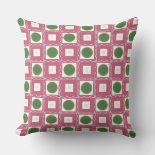 Cojín Decorativo Coincidencias de color verde oliva con formas rosa