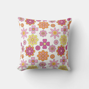 Cojín Decorativo “Cojín Floral Pop Retro – Estilo 70s Psicodélico e