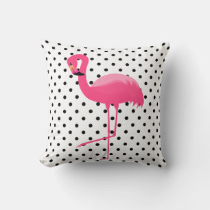 COJÍN DECORATIVO COJINETE DE FLAMINGO BLANCO EN PUNTO NEGRO