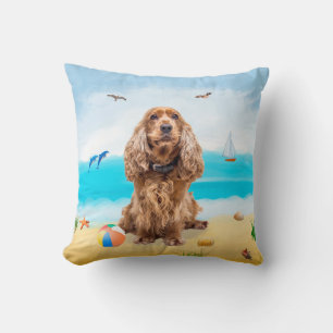 Cojín Decorativo coker spaniel Dog on Beach