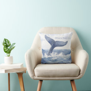 Cojín Decorativo Cola de ballena de océano azul