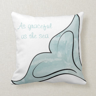 Cojín Decorativo Cola reversible de la ballena de la acuarela