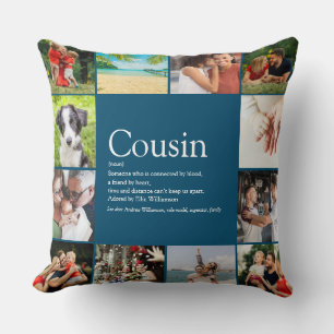 Cojín Decorativo Colage de fotos con definición de primo grande
