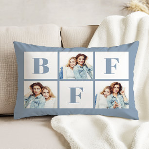 Cojín Decorativo Colage de fotos de 3 mejores amigas BFF Azul