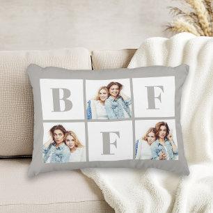 Cojín Decorativo Colage de fotos de 3 mejores amigas gris
