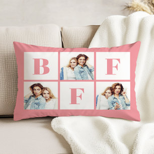Cojín Decorativo Colage de fotos de 3 mejores amigas Rosa