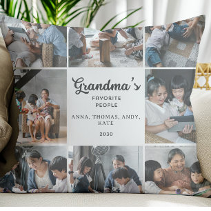 Cojín Decorativo Colage de Fotos de Abuela Moderna Recuerdo Persona