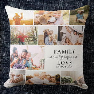 Cojín Decorativo Colage de Fotos de Amor Familiar Personalizado Mod
