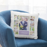 Cojín Decorativo Colage de Fotos de Sr y Sra con Letra Elegante y C<br><div class="desc">Almohada de collage de fotos con 9 fotos dispuestas en una cuadrícula en el frente y en la parte posterior, lo que hace un total de 18 fotos que puedes reemplazar con tus propias fotos que incluyan el nombre de tu familia en una elegante letra cursiva. Este diseño de almohada...</div>