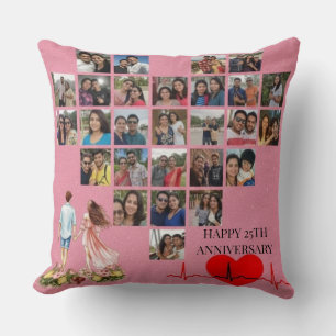 Cojín Decorativo Colage de Fotos Personalizado para Bodas de Plata