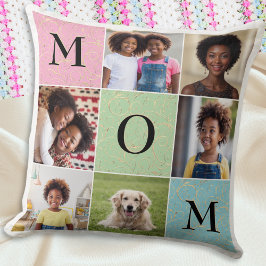 Cojín Decorativo Colage de fotos personalizado y elegante para mamá