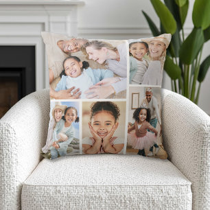 Cojín Decorativo Colage de Fotos Simple de Familia Moderna