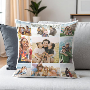 Cojín Decorativo Colaje de 9 fotos personalizado