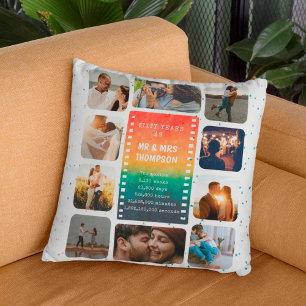 Cojín Decorativo Colaje de Fotos de Atardecer Sr y Sra 60 Aniversar