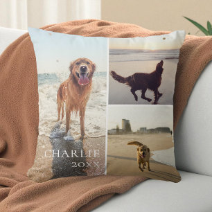 Cojín Decorativo Colaje de Fotos de Mascotas Personalizadas Moderna