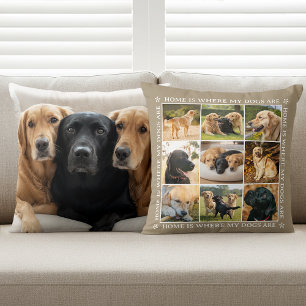 Cojín Decorativo Colaje de Fotos de Texto Personalizado Perro Masco