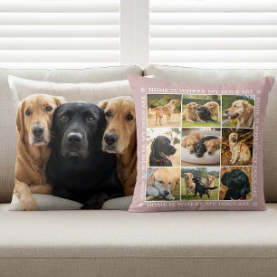 Cojín Decorativo Colaje de Fotos de Texto Personalizado Perro Masco