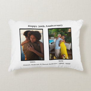 Cojín Decorativo Colaje de Fotos en Blanco y Negro Aniversario 2